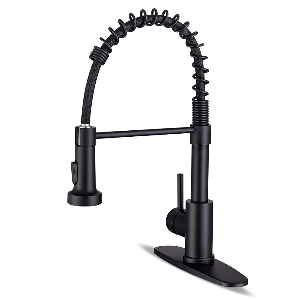 WEWE Pull-Down Kitchen Faucet, 3-Mode Sprayer, Brushed Nickel, High Arc