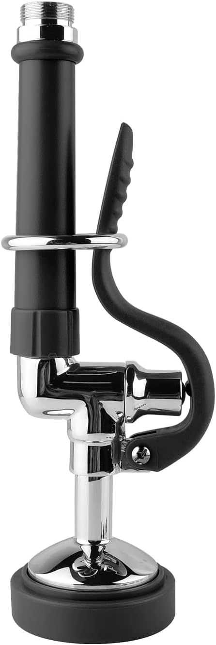 Pre Rinse Sprayer Commercial Sink Sprayer Head,1.42GPM Spray Valve Dish Nozzle with Ergonomic Handle, Faucet Parts for Commercial Kitchen Faucet,Chrome Finished(Black)