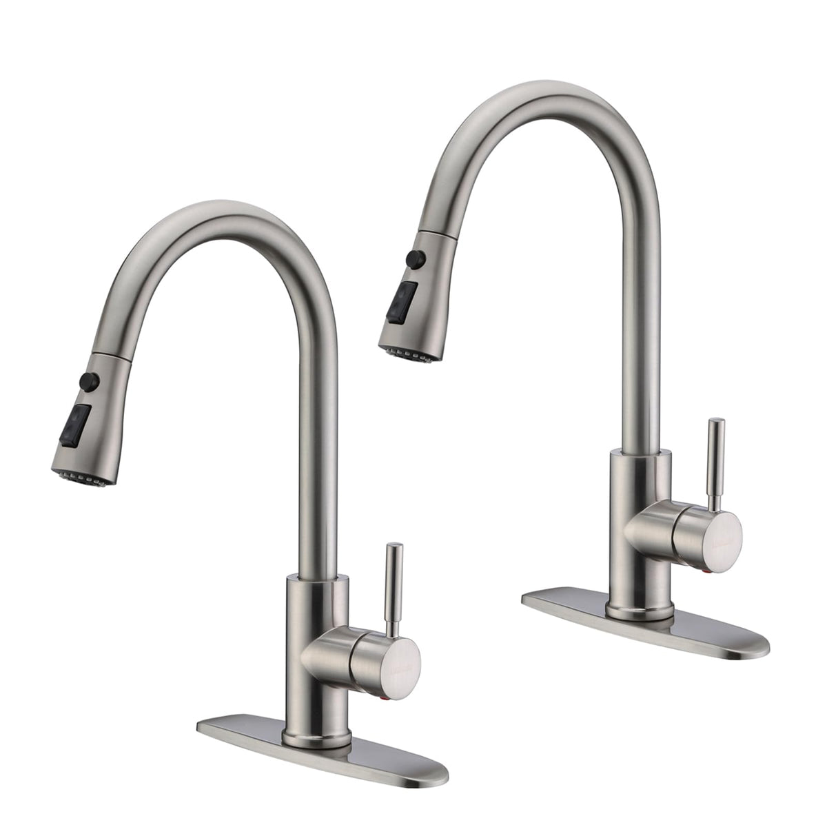 WEWE Pull-Down Kitchen Faucet, 3-Mode Sprayer, Brushed Nickel, High Arc