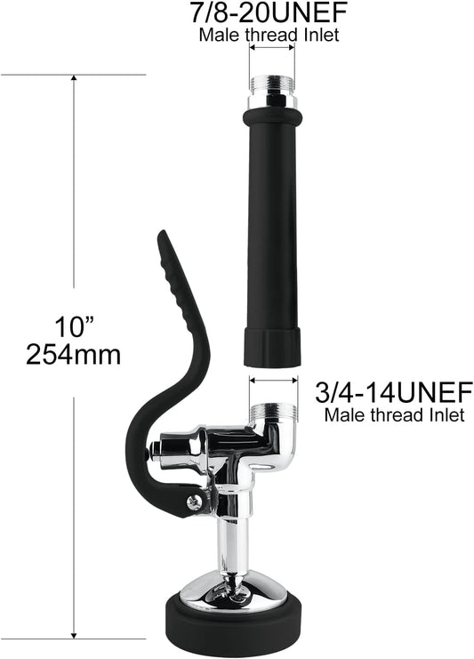 MSTJRY Commercial Sink Sprayer Pre Rinse Spray Valve with Handle Grip Assembly,1.42 GPM High Pressured Dish Sprayer for Replacement Kit of Commercial Faucet, Polished Chrome (Black)