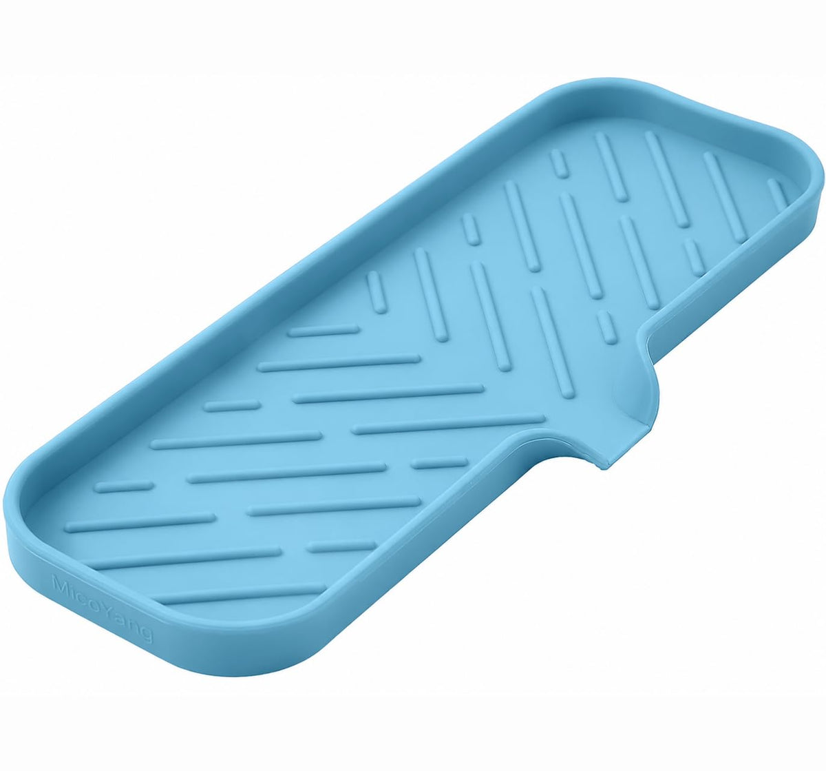 MicoYang Silicone Soap Dish with Drain Spout, Self-Draining Sink Organizer Tray for Bathroom and Kitchen, Sponges, Dispensers and Soap Holder, Non-Slip and Dishwasher Safe, Grey (Compact, 4.9"×3.2")