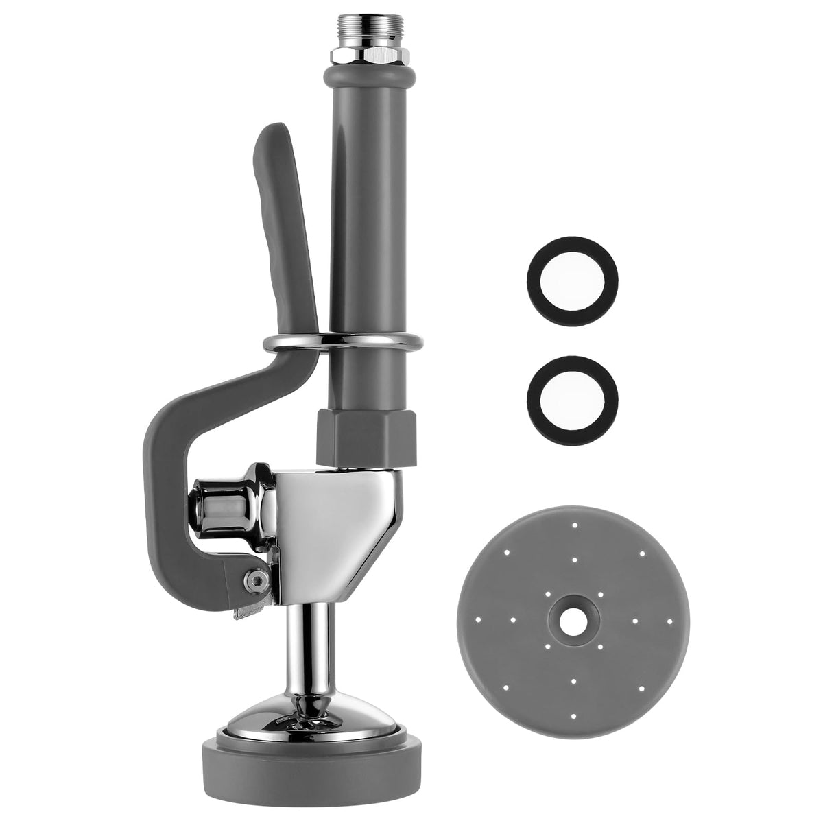 Commercial Sink Sprayer Head: 7/8"-20UNEF Black Pre Rinse Sprayer - 3.85 GPM High Pressure Pull Down Spray Head - Handheld Dish Sprayer Nozzle for Commercial Kitchen Faucet (Chrome Finished)