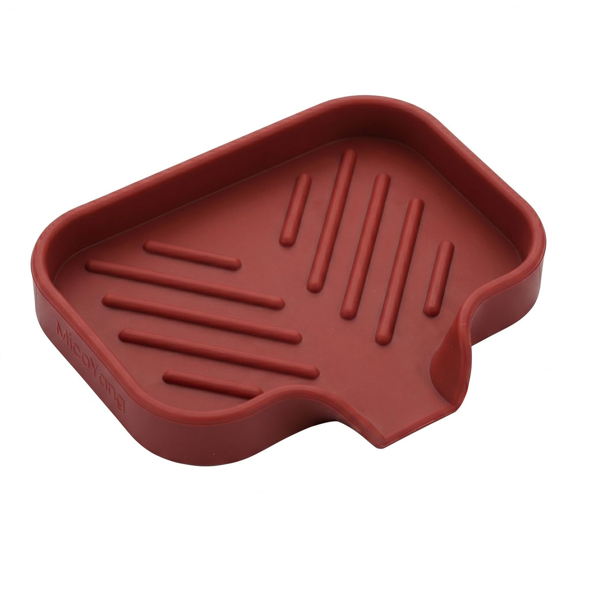 MicoYang Silicone Soap Dish with Drain Spout, Self-Draining Sink Organizer Tray for Bathroom and Kitchen, Sponges, Dispensers and Soap Holder, Non-Slip and Dishwasher Safe, Grey (Compact, 4.9"×3.2")
