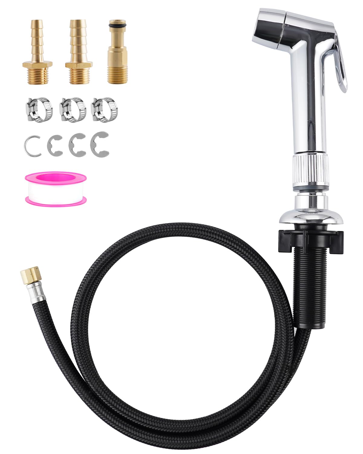 Universal Kitchen Sink Spray Head/Hose/Holder Set, Brushed Nickel