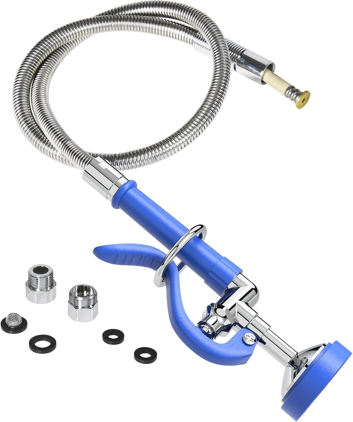 Pre Rinse Sprayer Commercial with 45” Stainless Steel Hose, 1.42 GPM Commercial Sink Sprayer, High-Pressure Dish Spray for Restaurant Use, Sink Spray Nozzle with Adapters (Blue)