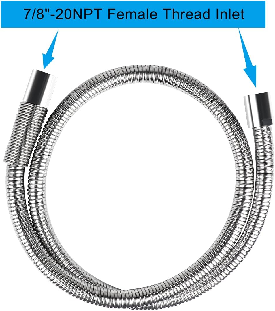 60 Inch Commercial Pre Rinse Sprayer Hose 1.42 GPM Pre Rinse Faucet Hose for Kitchen Sink Faucet, Flexible Stainless Commercial Kitchen Dish Spray Hose Replacement Kit