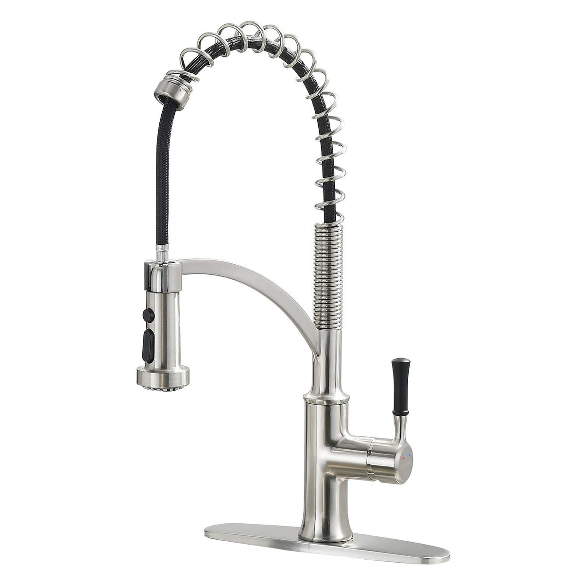 Kitchen Faucet with Pull Down Sprayer, Single Handle Brushed Nickel High Arc Commercial Farmhouse Kitchen Sink Faucet with Deck Plate