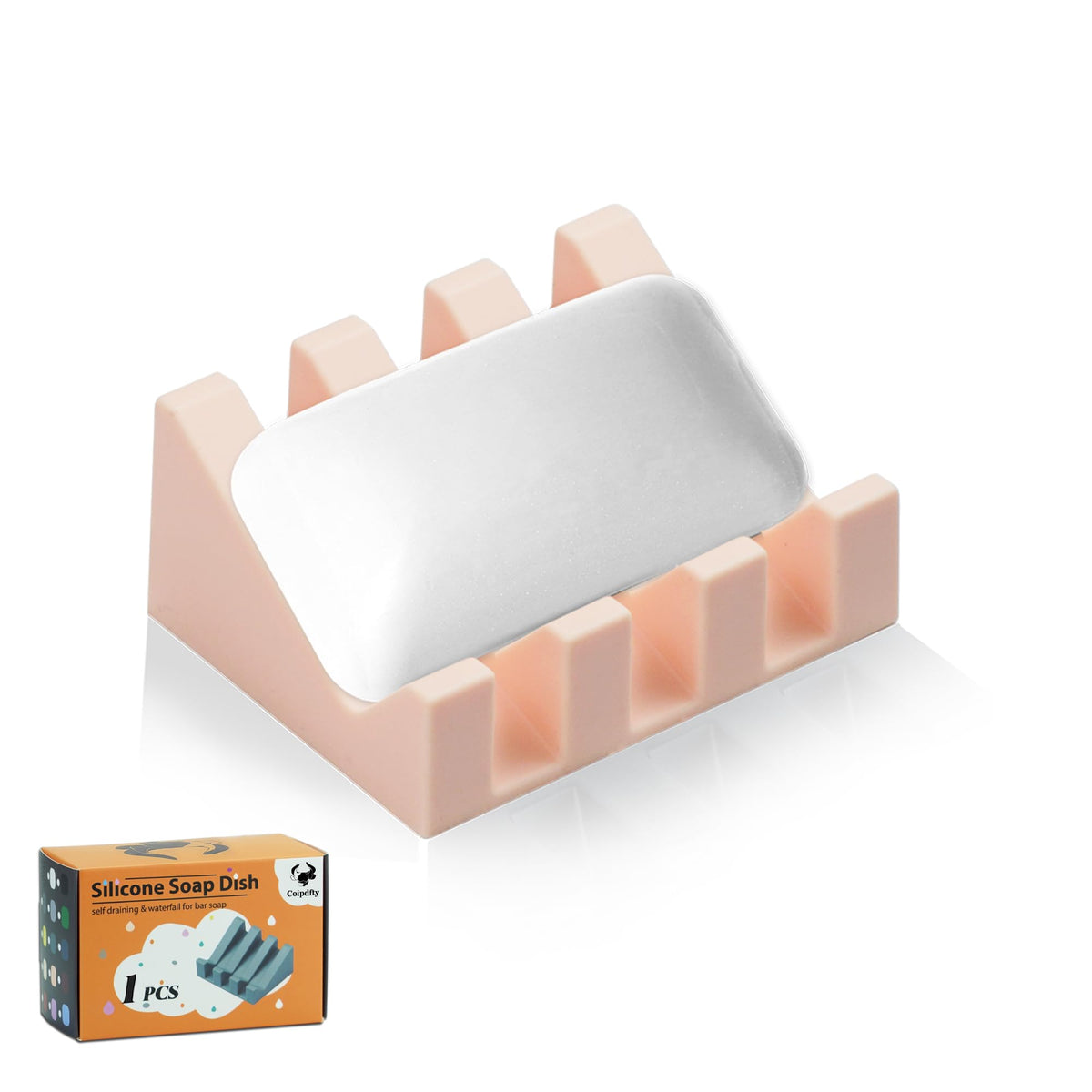 Self Draining Soap Dish Holder,Silicone Soap Dish,for Bathroom,Kitchen, Sponges,Can Extend Soap Life,Keep Soap Bars Dry and Easy Cleaning (White,1-Pack)