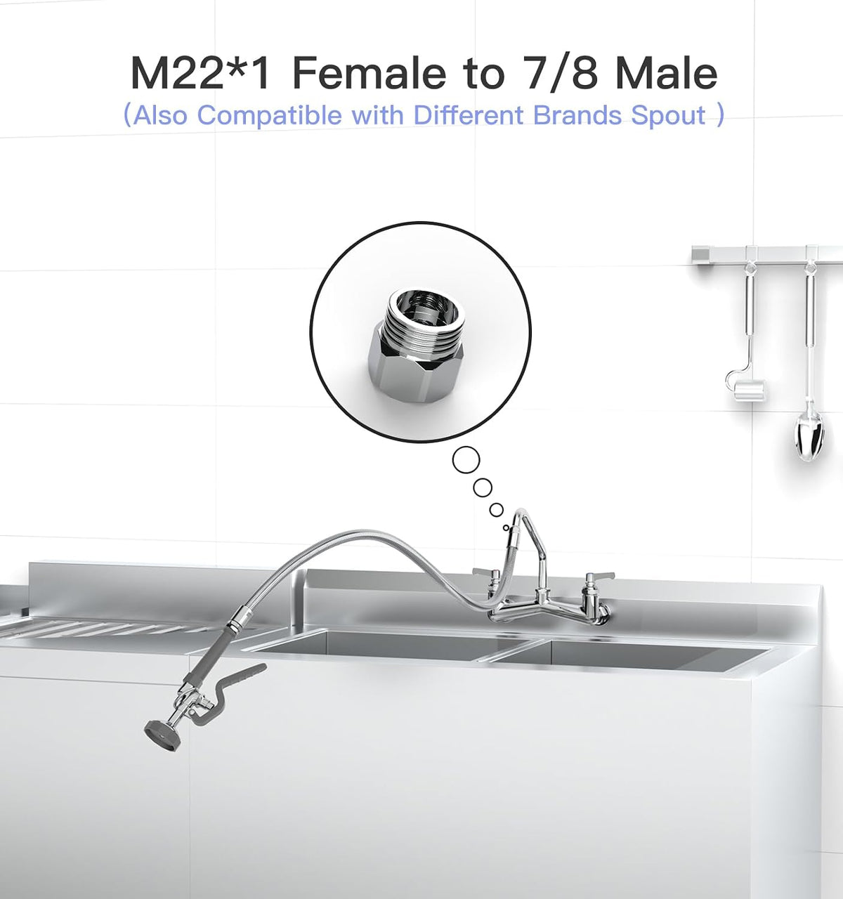 Pre Rinse Spray Valve with 45” Stainless-Steel Hose,1.42 GPM Pre Rinse Sprayer Commercial Sink Sprayer with Ergonomic Handle Commercial Faucet Parts,Fit for Dish Washing Spray (Gray)