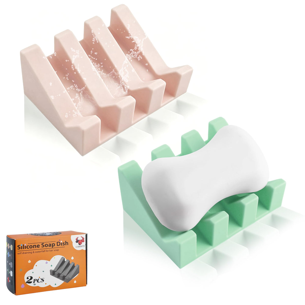 Self Draining Soap Dish Holder,Silicone Soap Dish,for Bathroom,Kitchen, Sponges,Can Extend Soap Life,Keep Soap Bars Dry and Easy Cleaning (White,1-Pack)