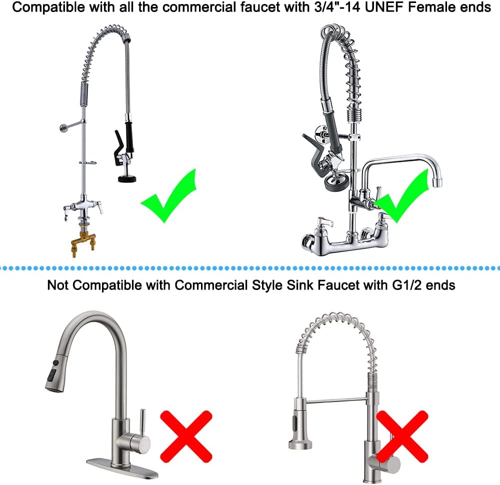 Pre Rinse Sprayer Valve Fits for T&S Brass Spray Valve Replace B-0107, High-Pressure Commercial Pre Rinse Spray Head Dish Sprayer Replacement Kit for Restaurant Industrial Faucets