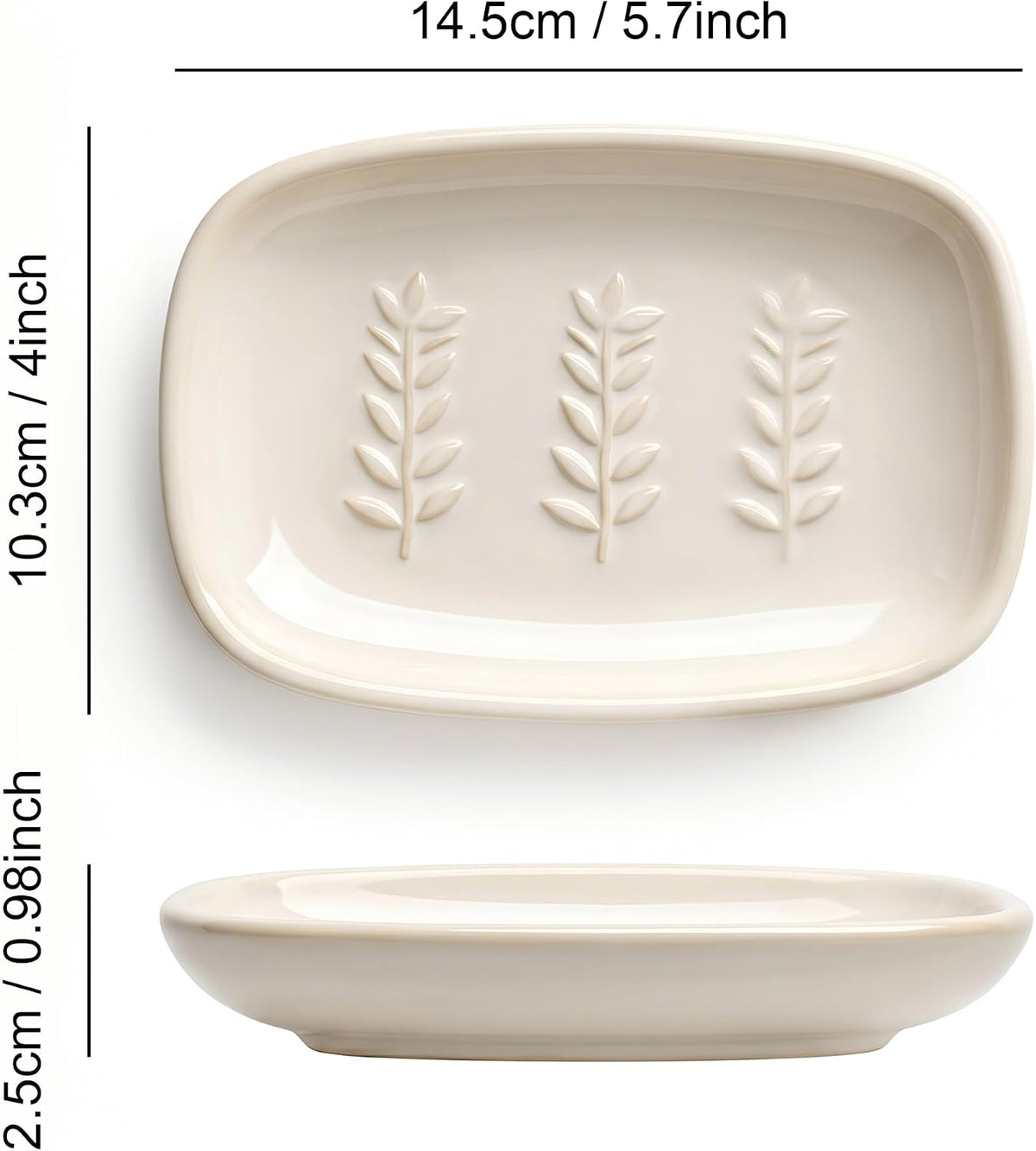 Ceramic Soap Dish for Bathroom, Decorative Bar Soap Holder