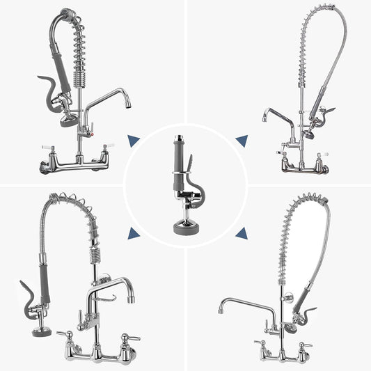 Pre Rinse Sprayer Commercial Sink Sprayer Head,1.42GPM Spray Valve Dish Spray Nozzle with Ergonomic Handle, Commercial Faucet Parts for Commercial Kitchen Sink,Chrome Finished(Gray)