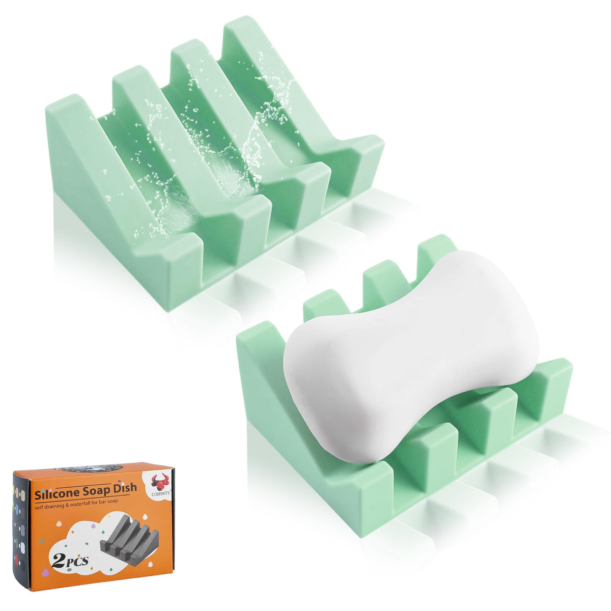 Self Draining Soap Dish Holder,Silicone Soap Dish,for Bathroom,Kitchen, Sponges,Can Extend Soap Life,Keep Soap Bars Dry and Easy Cleaning (White,1-Pack)