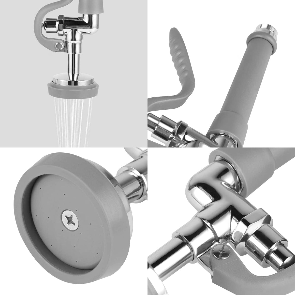 Spray Valve with Pre-Rinse Hose 45”Flexible Stainless Hose with High Pressure Pre Rinse Sprayer Nozzle Head Assembly Kit for Commercial Restaurant Industrial Kitchen Faucet