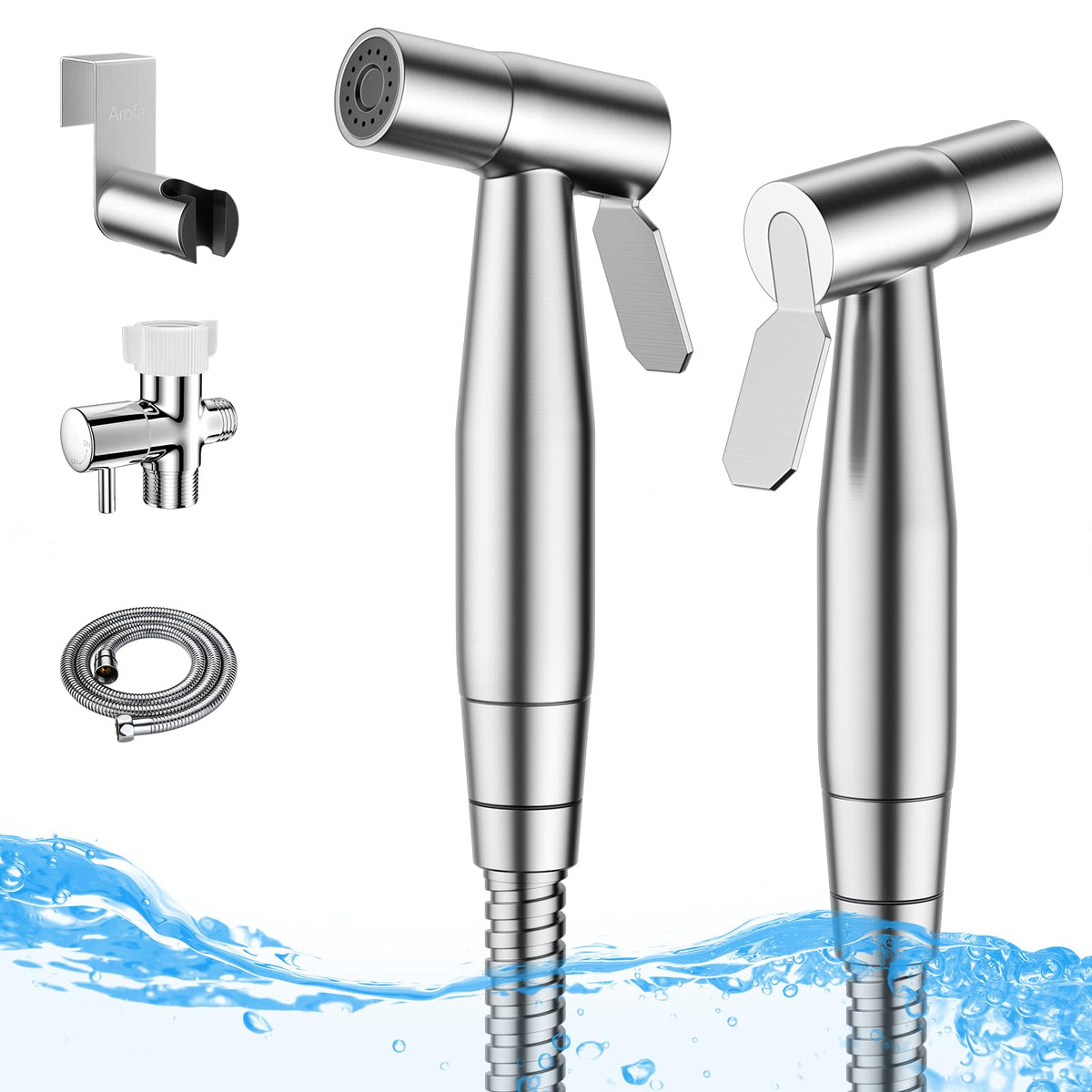 Arofa Handheld Bidet Sprayer, Bidet Attachment for Toilet, Brushed Nickel