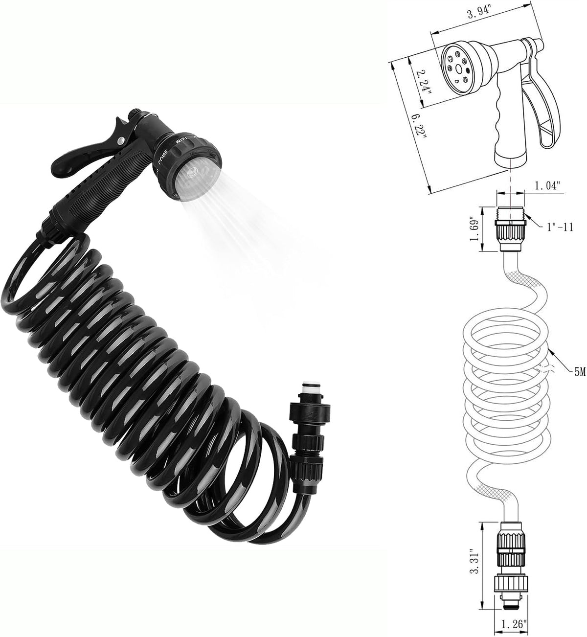 Dura Faucet DF-SA187-BK RV Exterior Quick Connect Sprayer (Black)