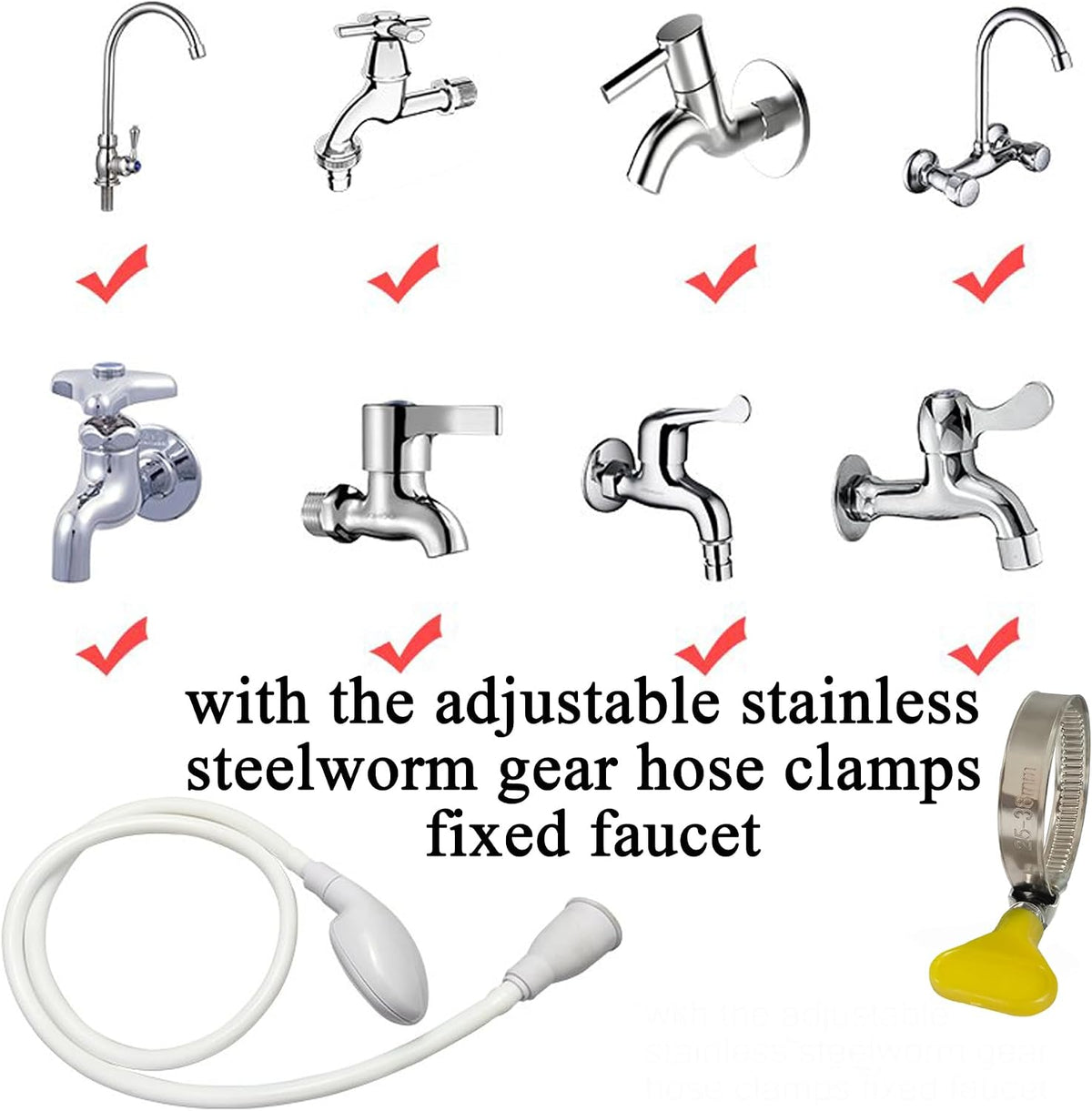 Portable Shampoo Sink Spray Hose, Faucet Attachment with Nozzle for Hair Washing, Baby & Pet Bathing, Vegetable Rinsing, White (White, 3M/9.84FT)