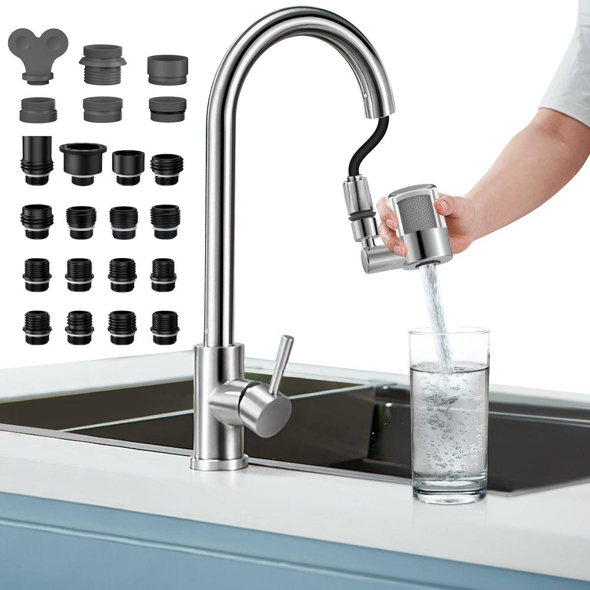 Patented CECEFIN Swivel Faucet Extender Sink Aerator NSF/ANSI 372 Standard