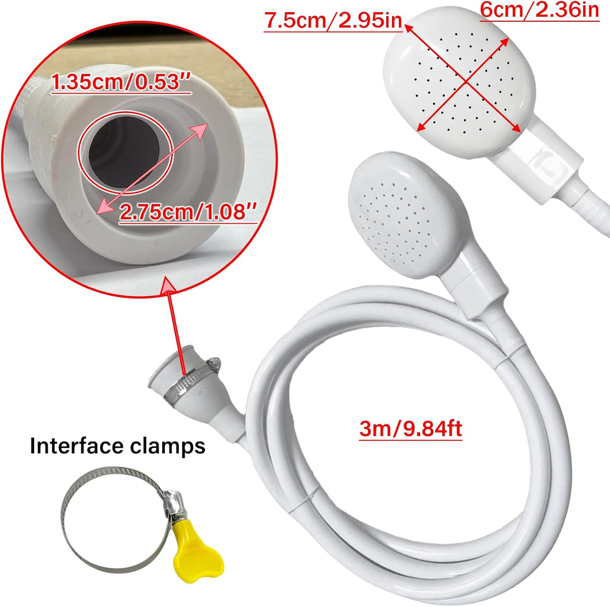 9.84FT Sink Spray Hose,Portable Rubber Sink Hose Sprayer for Bathing Pet