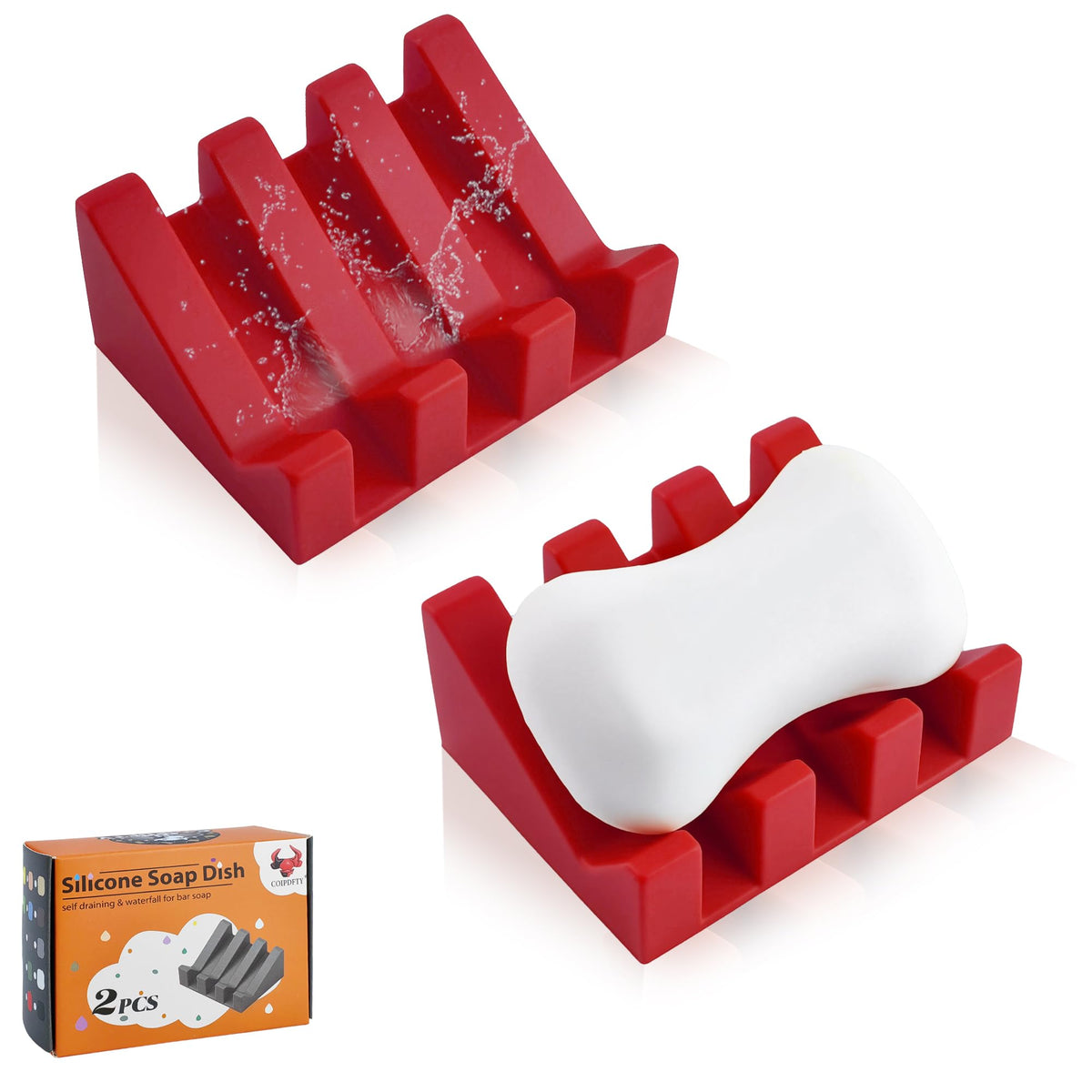 Self Draining Soap Dish Holder,Silicone Soap Dish,for Bathroom,Kitchen, Sponges,Can Extend Soap Life,Keep Soap Bars Dry and Easy Cleaning (White,1-Pack)