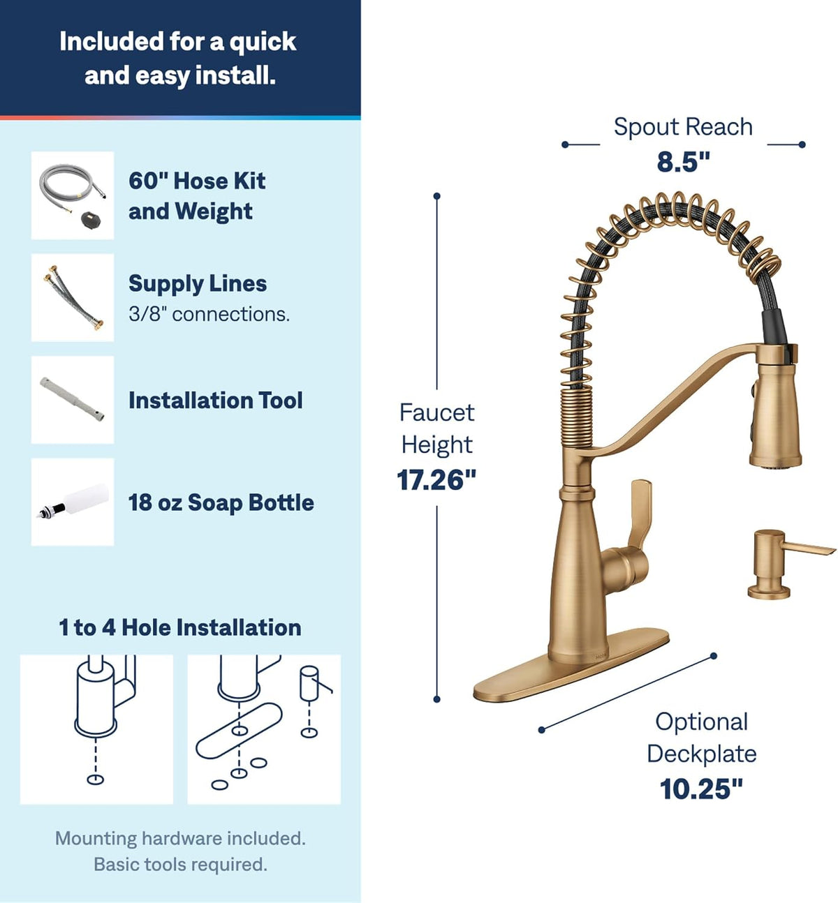 Moen 87886BZG Nolia Spring Pulldown Kitchen Faucet