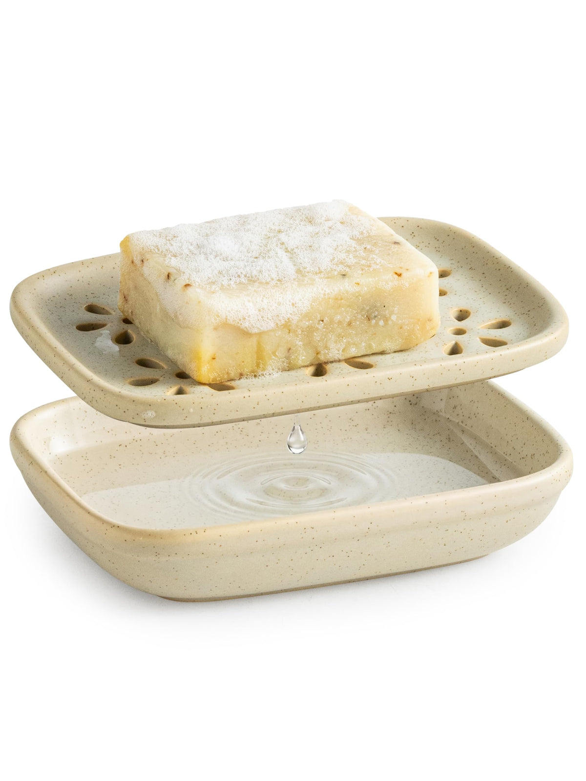 Miamolo Soap Dish for Shower with Drainage, Double Layer, Extends Soap Life