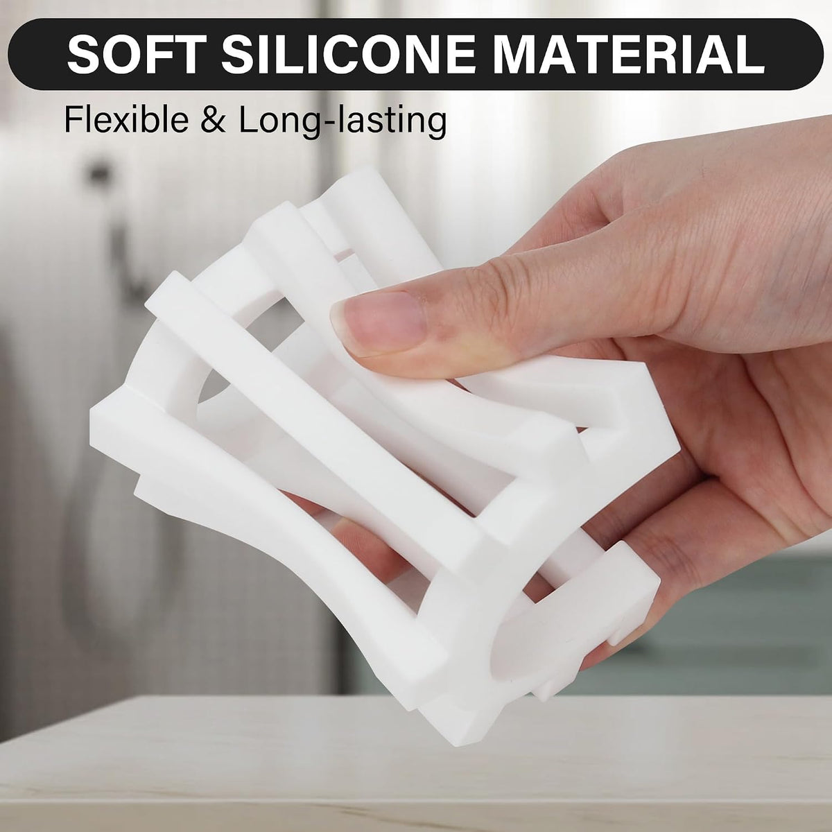 Slotted Silicone Soap Dish 2 Pcs, Self Draining Soap Holder with Raised Bar Design, Non Slip Soap Saver Tray, Quick Dry Soap Dish for Bathroom Kitchen Sink Shower, Black & White