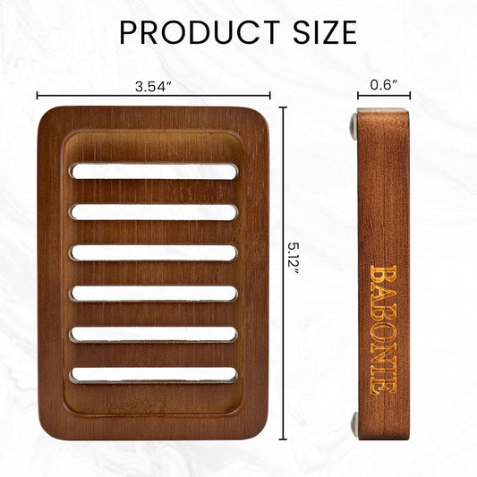 2 Pack FSC Bamboo Soap Dish, Slotted Self-Draining Bar Soap Holder