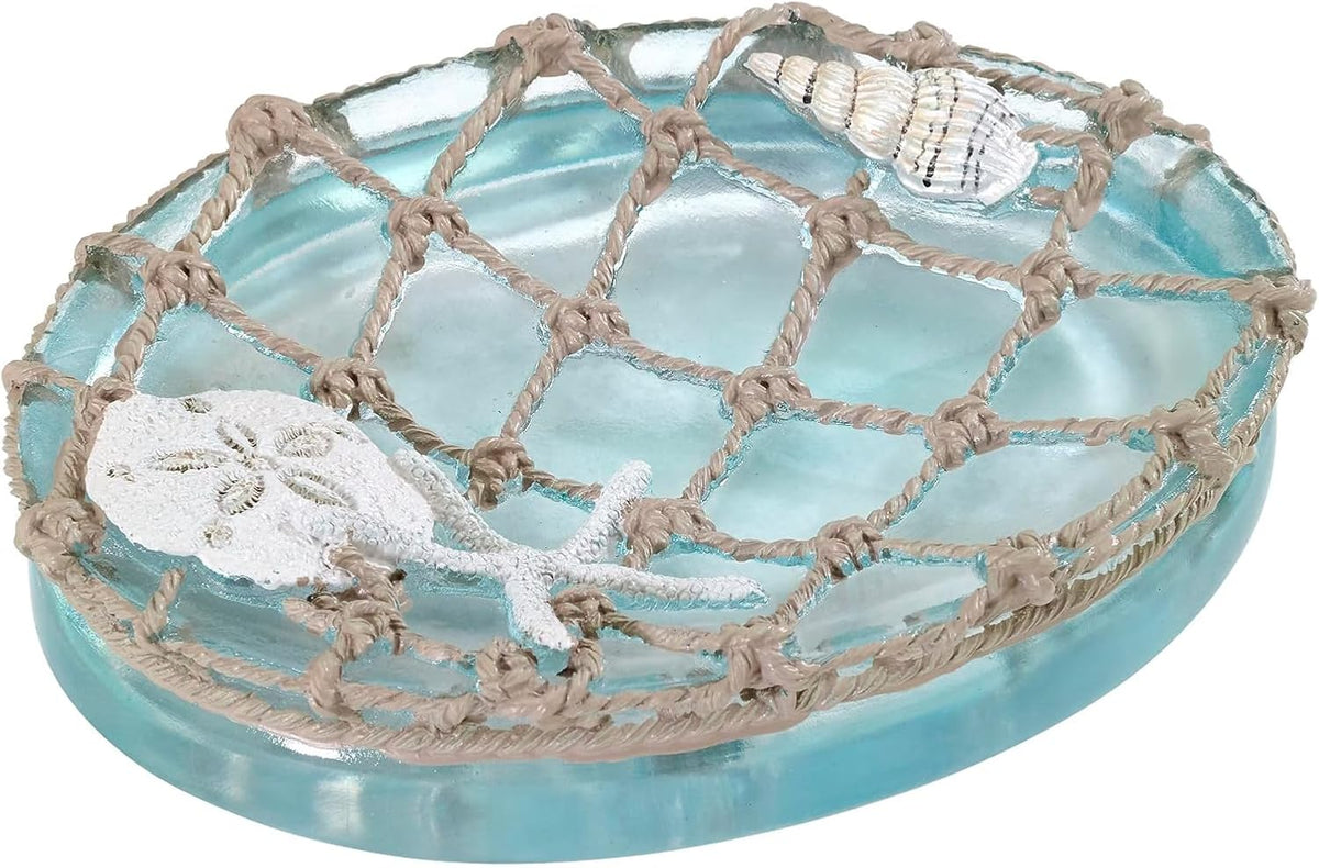 Avanti Linens - Seaglass Soap Dish, Hand Painted Resin Soap Holder