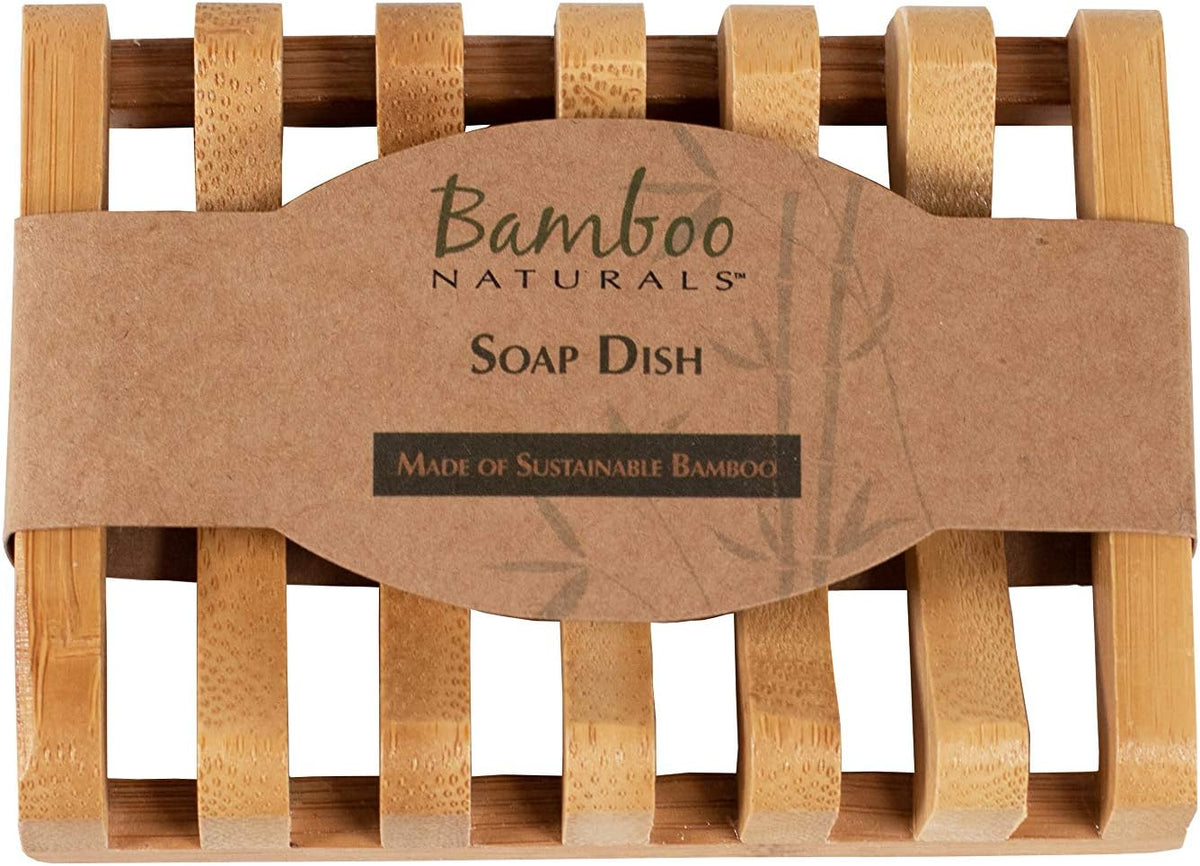 Bamboo Naturals Bar Soap Dish for Sink or Shower, Odor Resistant Tray, Sustainable Bamboo Wood Holder, Great for Bathrooms and Kitchens