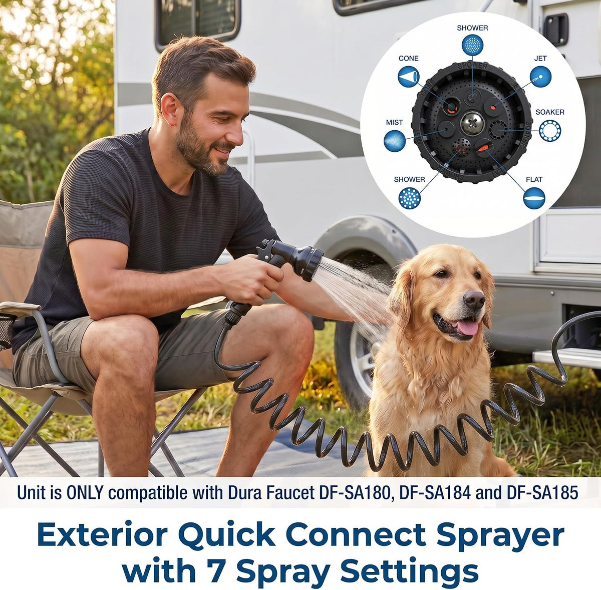 Dura Faucet DF-SA187-BK RV Exterior Quick Connect Sprayer (Black)