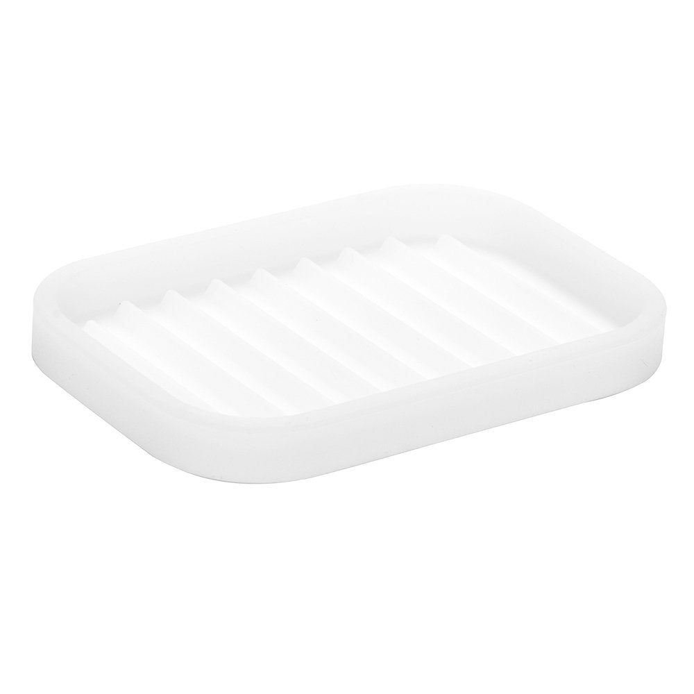 iDesign Silicone Soap Dish, Gray, Rectangular, 5" x 3.5" x 5"