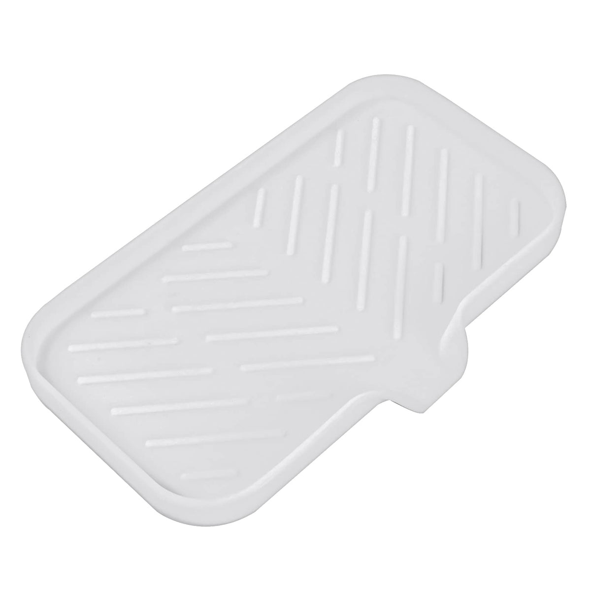 MicoYang Silicone Soap Dish with Drain Spout, Self-Draining Sink Organizer Tray for Bathroom and Kitchen, Sponges, Dispensers and Soap Holder, Non-Slip and Dishwasher Safe, Grey (Compact, 4.9"×3.2")