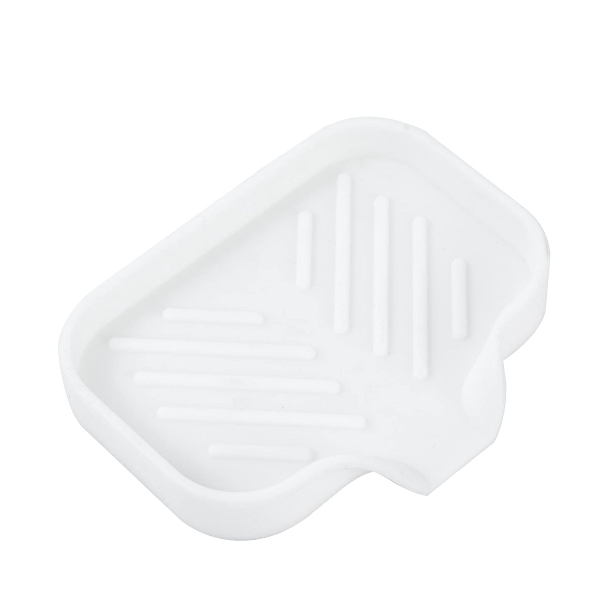 MicoYang Silicone Soap Dish with Drain Spout, Self-Draining Sink Organizer Tray for Bathroom and Kitchen, Sponges, Dispensers and Soap Holder, Non-Slip and Dishwasher Safe, Grey (Compact, 4.9"×3.2")