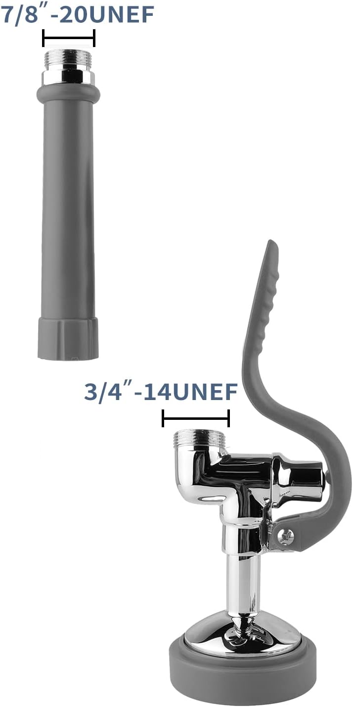 Pre Rinse Sprayer Commercial Sink Sprayer Head,1.42GPM Spray Valve Dish Spray Nozzle with Ergonomic Handle, Commercial Faucet Parts for Commercial Kitchen Sink,Chrome Finished（Gray）