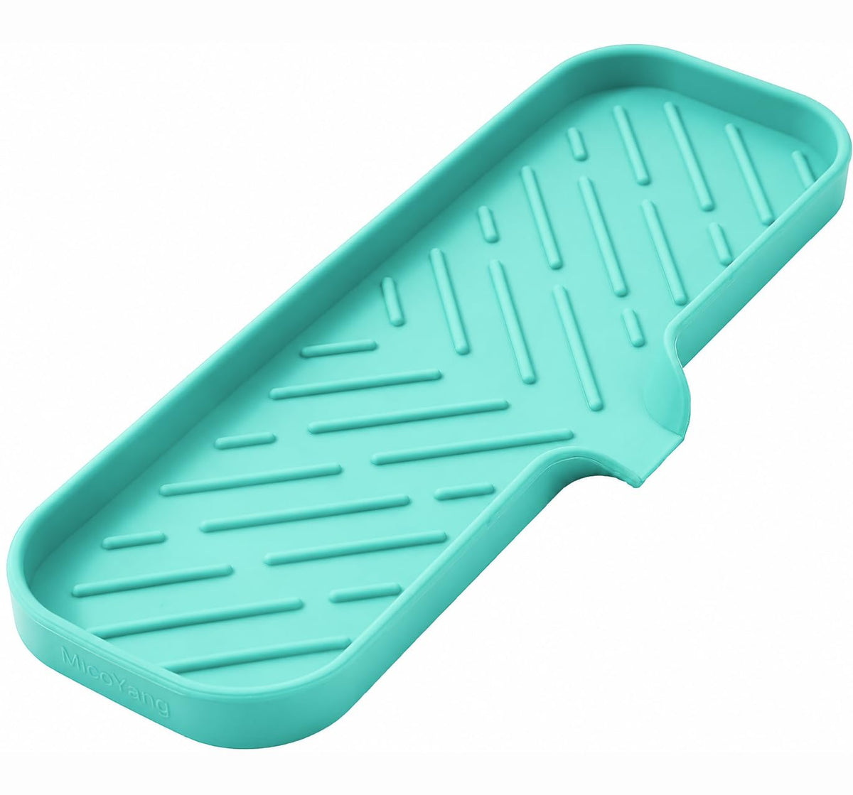 MicoYang Silicone Soap Dish with Drain Spout, Self-Draining Sink Organizer Tray for Bathroom and Kitchen, Sponges, Dispensers and Soap Holder, Non-Slip and Dishwasher Safe, Grey (Compact, 4.9"×3.2")