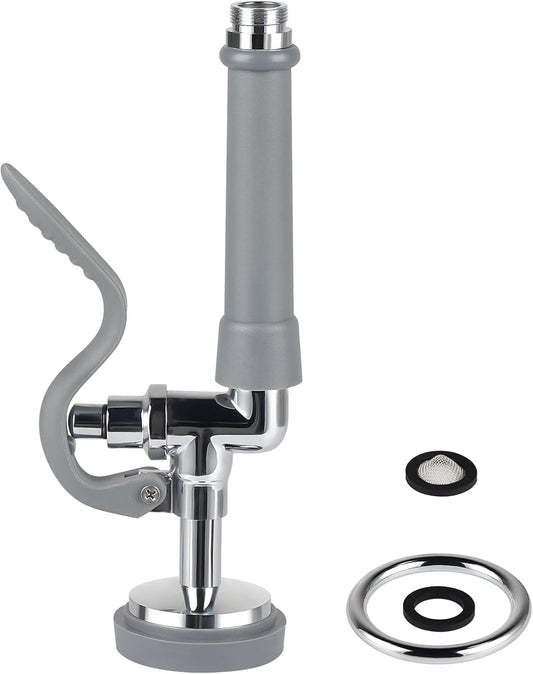 Pre-rinse Spray Valve Commercial Sink Sprayer Replacement Head for Restaurant Industrial Pre Rinse Faucet 1.42 GPM High Pressure Dish Sprayer Nozzle with Hand Grip Assembly (Gray)