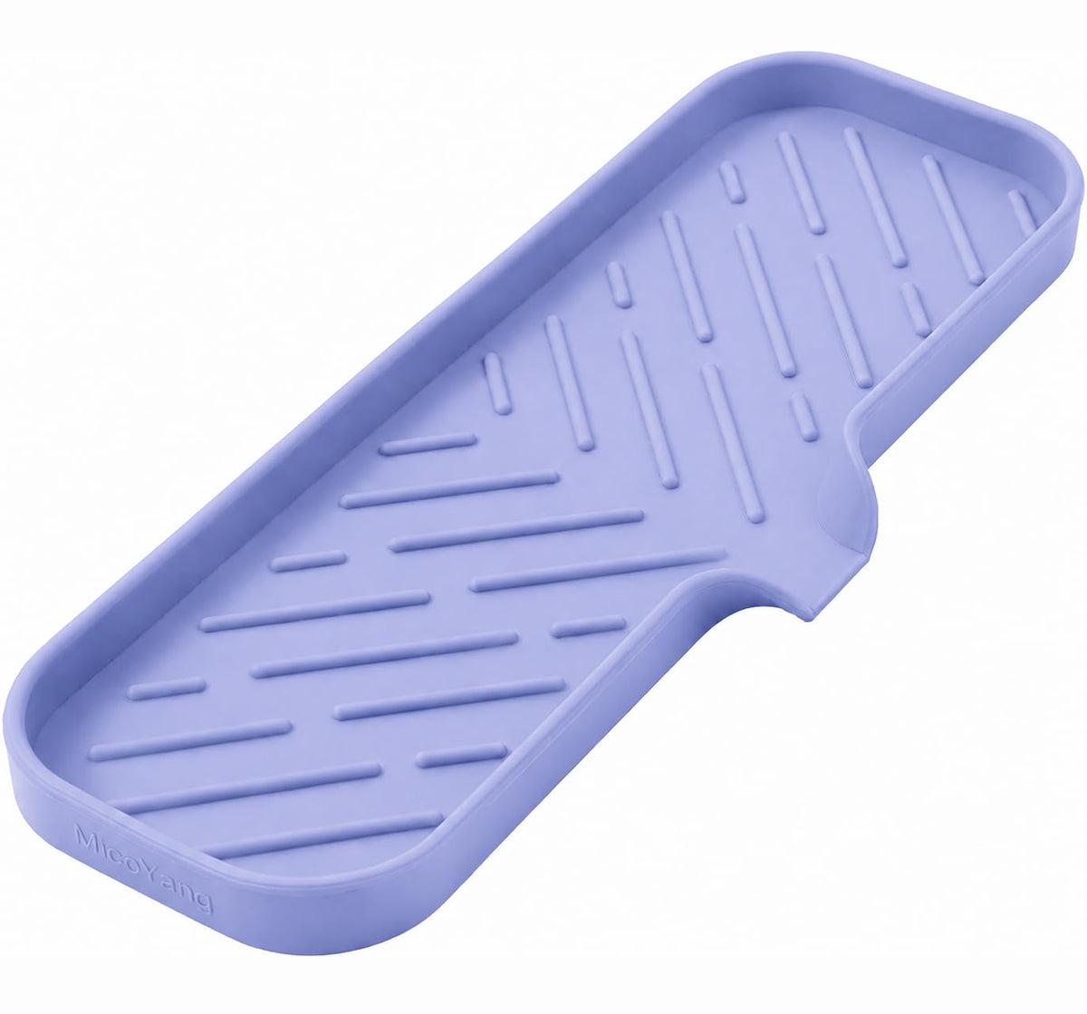 MicoYang Silicone Soap Dish with Drain Spout, Self-Draining Sink Organizer Tray for Bathroom and Kitchen, Sponges, Dispensers and Soap Holder, Non-Slip and Dishwasher Safe, Grey (Compact, 4.9"×3.2")