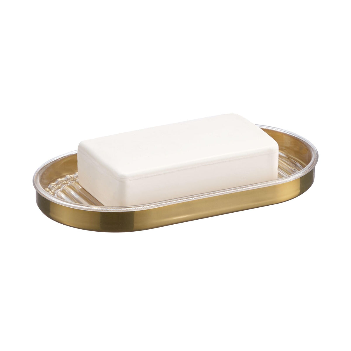 iDesign Soap Dish Holder for Bar Soap, Clear/Brushed Nickel
