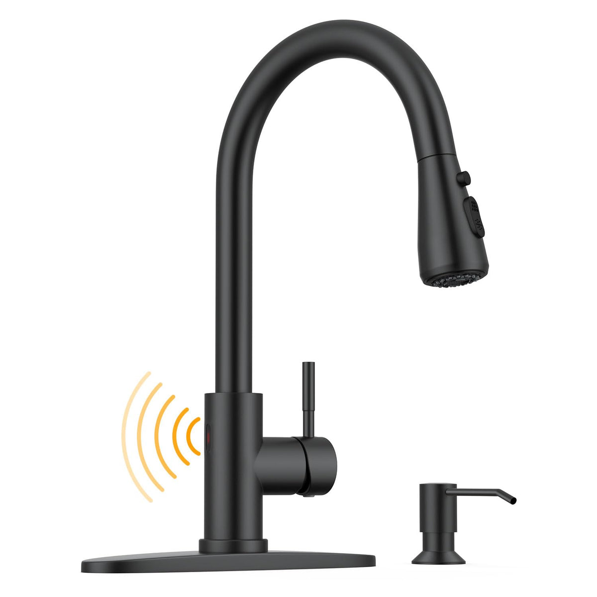 WEWE Pull-Down Kitchen Faucet, 3-Mode Sprayer, Brushed Nickel, High Arc