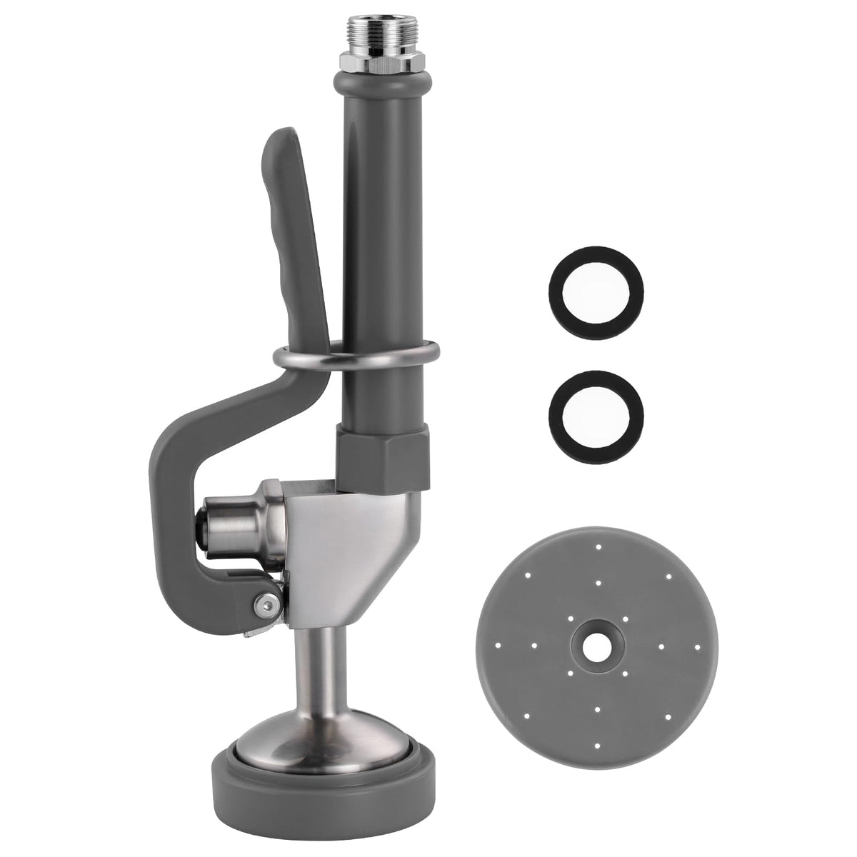 Commercial Sink Sprayer Head: 7/8"-20UNEF Black Pre Rinse Sprayer - 3.85 GPM High Pressure Pull Down Spray Head - Handheld Dish Sprayer Nozzle for Commercial Kitchen Faucet (Chrome Finished)