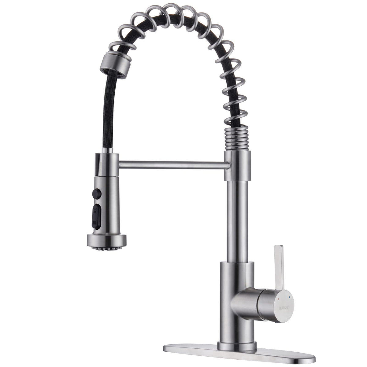 Kitchen Faucet with Pull Down Sprayer, Single Handle Brushed Nickel High Arc Commercial Farmhouse Kitchen Sink Faucet with Deck Plate