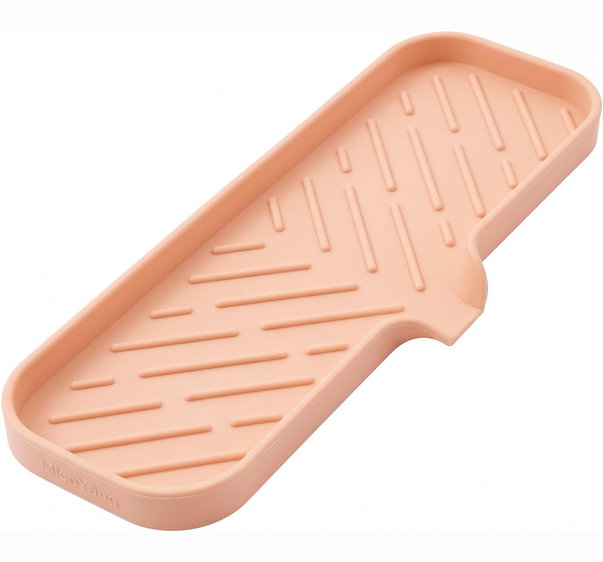 MicoYang Silicone Soap Dish with Drain Spout, Self-Draining Sink Organizer Tray for Bathroom and Kitchen, Sponges, Dispensers and Soap Holder, Non-Slip and Dishwasher Safe, Grey (Compact, 4.9"×3.2")