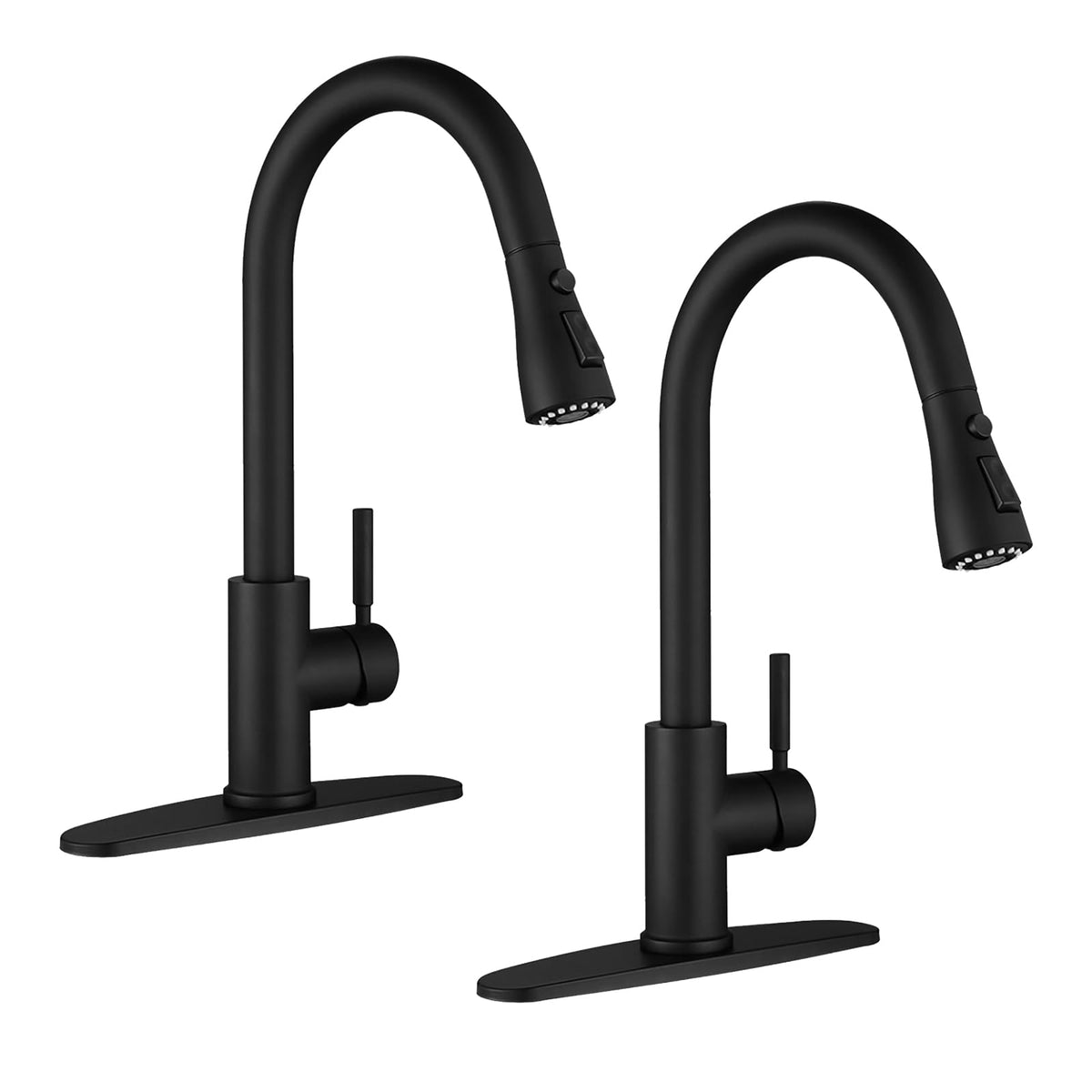 WEWE Pull-Down Kitchen Faucet, 3-Mode Sprayer, Brushed Nickel, High Arc