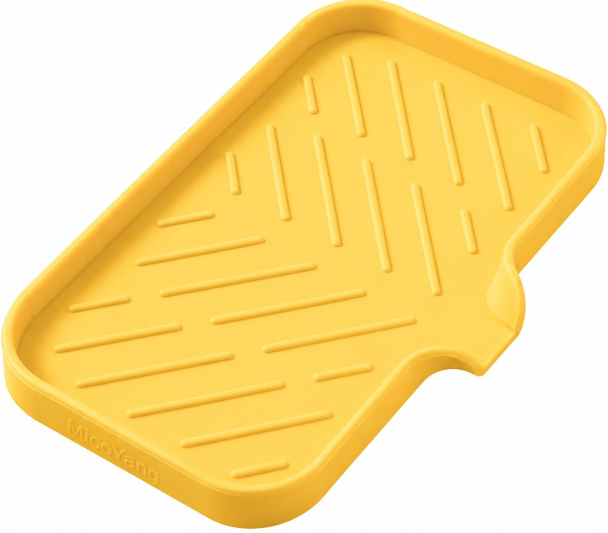 MicoYang Silicone Soap Dish with Drain Spout, Self-Draining Sink Organizer Tray for Bathroom and Kitchen, Sponges, Dispensers and Soap Holder, Non-Slip and Dishwasher Safe, Grey (Compact, 4.9"×3.2")