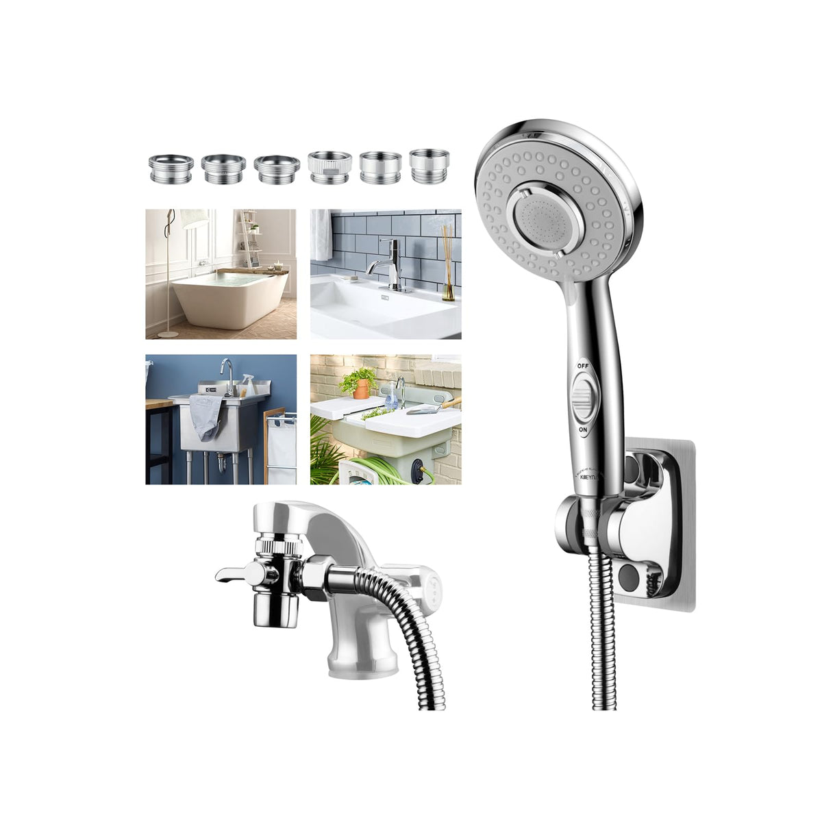 KLLEYNA Shower Head Hose Sink Tub Faucet Attachment,ON/OFF Sprayer Dog Wash