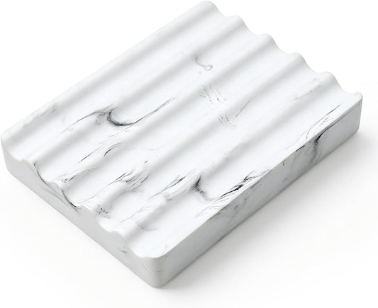 Soap Dishes for Bar Soap Holder Shower Marble White Bathroom Sink Tray