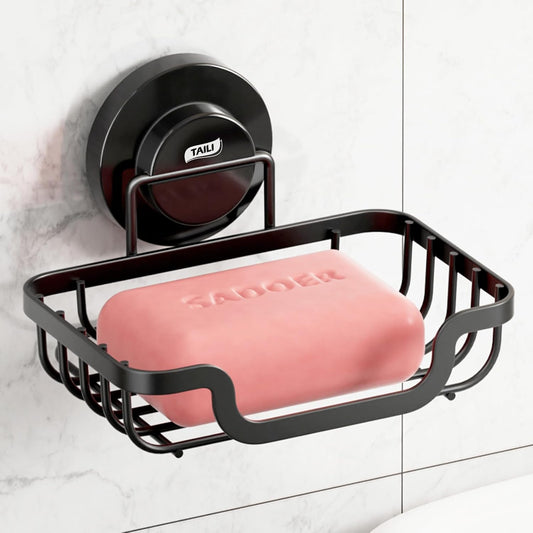 TAILI Soap Holder, Soap Dish, Suction Cup Bar Soap Holder,5.7" x 4.8" Black