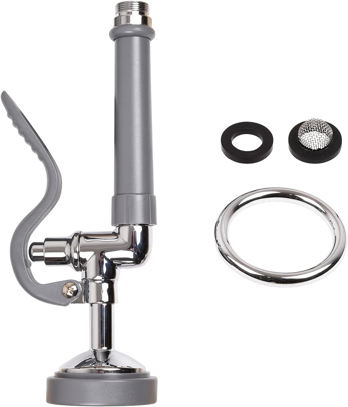 Commercial Sink Sprayer Pre Rinse Sprayer Replacement for Commercial Kitchen Faucet - 1.42 GPM High Pressure Dish Spray Pre Rinse Spray Valve with Handle Chrome Polished (Grey)